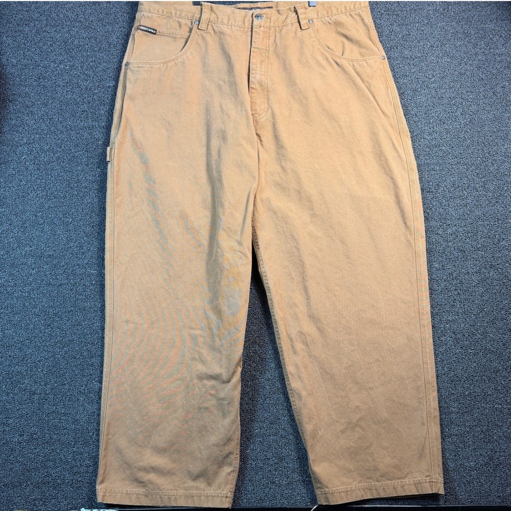 Southpole Carpenter Pants Men's 44 Tan Duck Canvas Baggy Wide Leg Y2K Streetwear